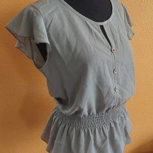 NWOT Green Peplum Shirt, size Medium